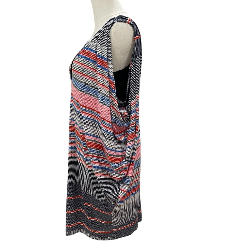 Multicolor Knit V Neck Tunic Top Boho Coastal Resort Vacation Striped Festival S - Picture 8 of 12